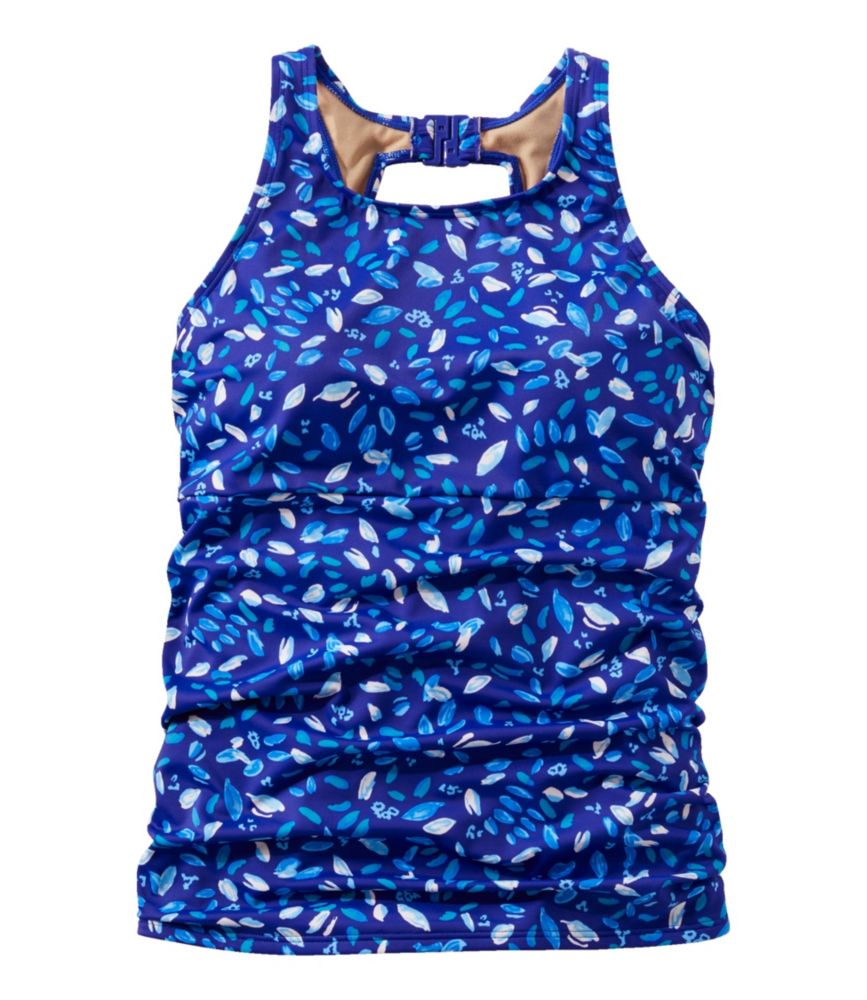 Women's BeanSport Swimwear, High-Neck Tankini Top Print, Cobalt Petal Multi, small image number 1