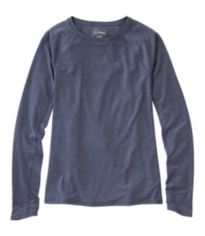 Women's Unshrinkable Mini-Waffle Tee, Long-Sleeve Crewneck