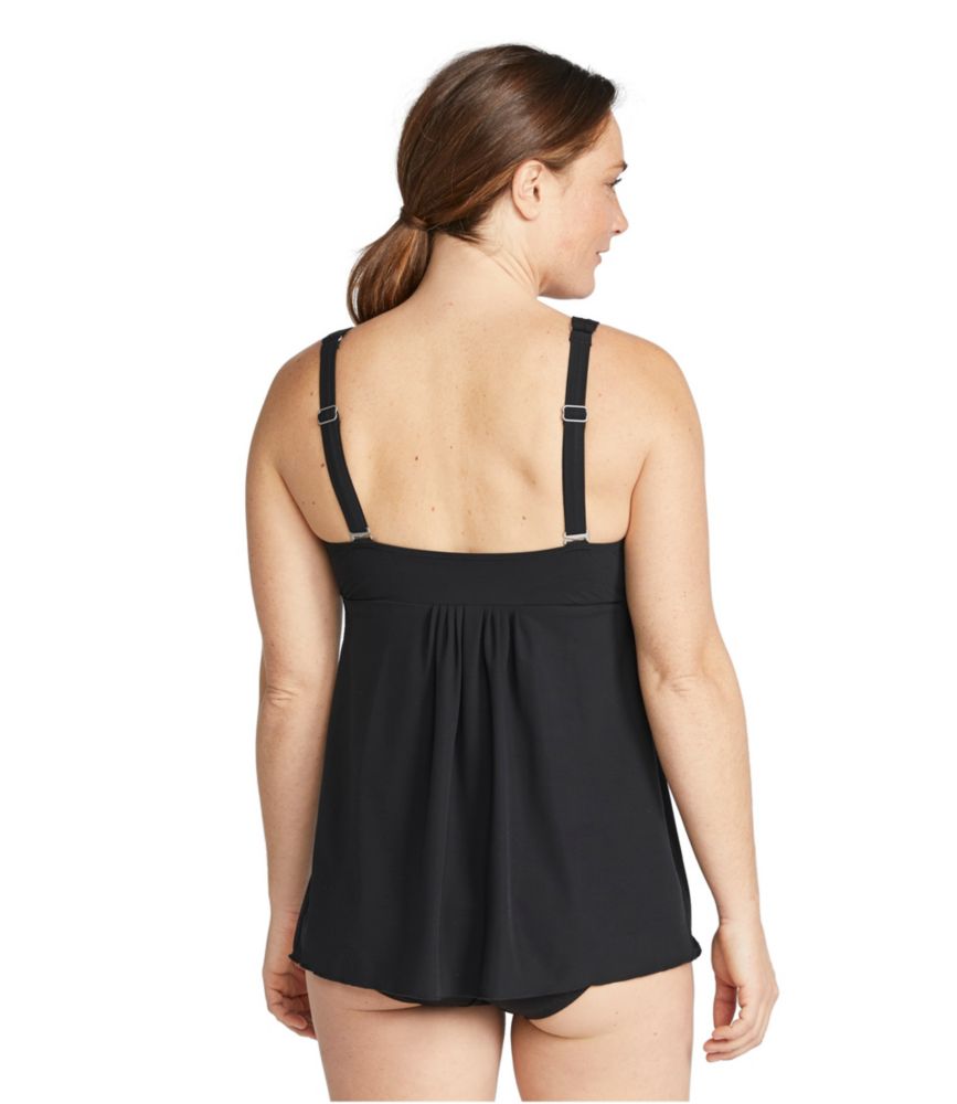 Women's Shaping Swimwear, Soft-Drape Tankini Top, Black, small image number 3