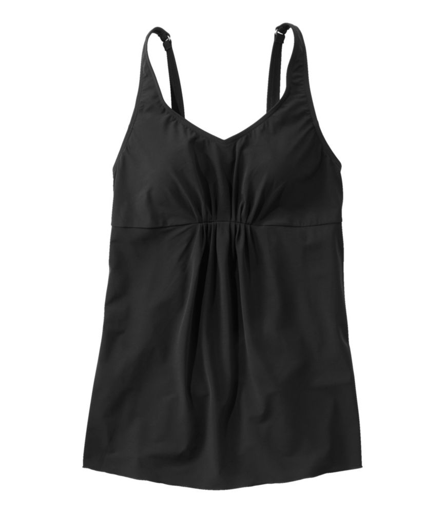 Women's Shaping Swimwear, Soft-Drape Tankini Top, Black, small image number 1