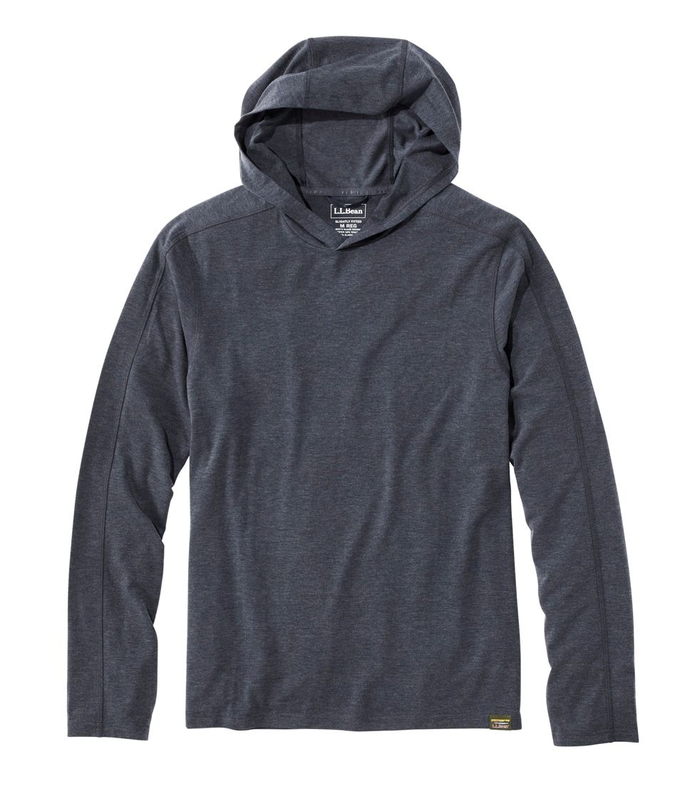 Men's Everyday SunSmart Tee, Long-Sleeve Hoodie Carbon Navy Small, Synthetic Polyester Blend | L.L.Bean