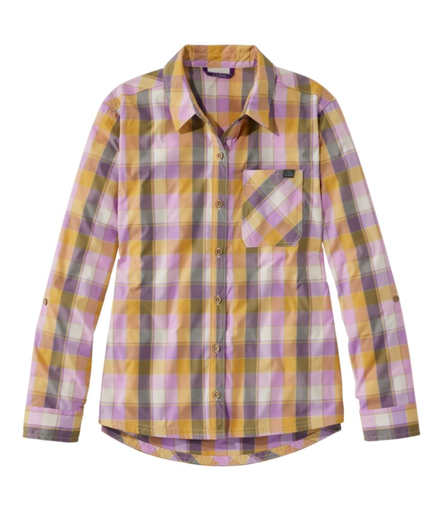 Women's Everyday SunSmart&reg; Woven Shirt Long-Sleeve, Plaid, Lilac/Warm Gold, small image number 1