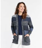 Women's Organic Cotton Sweater, Open Cardigan Stripe