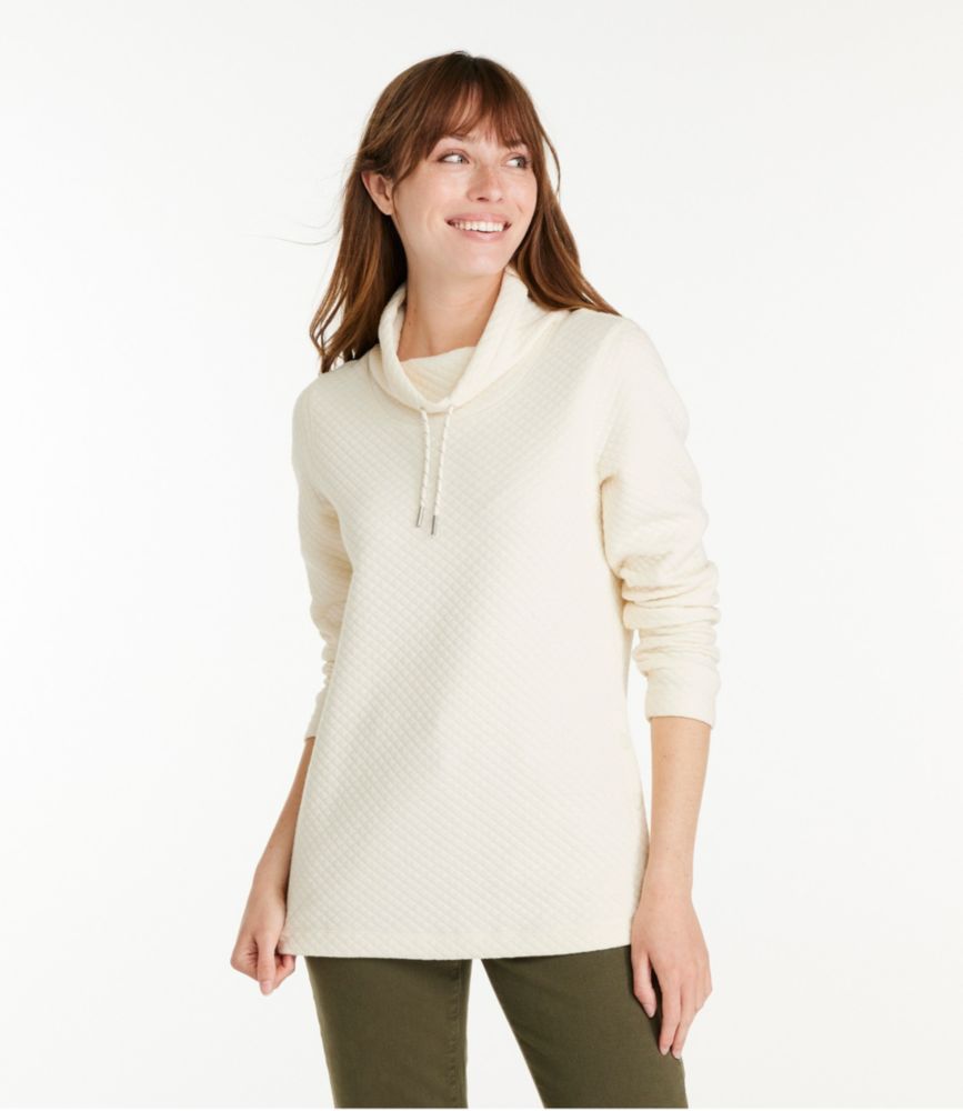 Women's SoftLight Quilted Top, Funnelneck Pullover, Cream, small image number 2