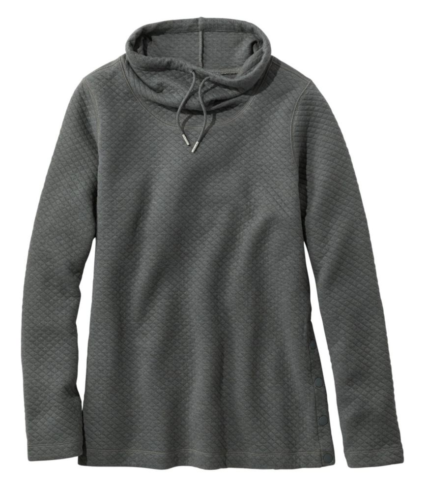 Women's SoftLight Quilted Top, Funnelneck Pullover, Charcoal Heather, small image number 1