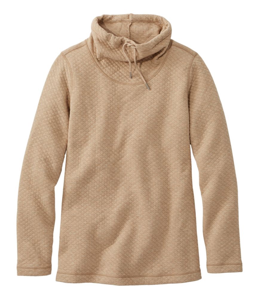 Women's SoftLight Quilted Top, Funnelneck Pullover, Barley Heather, small image number 1