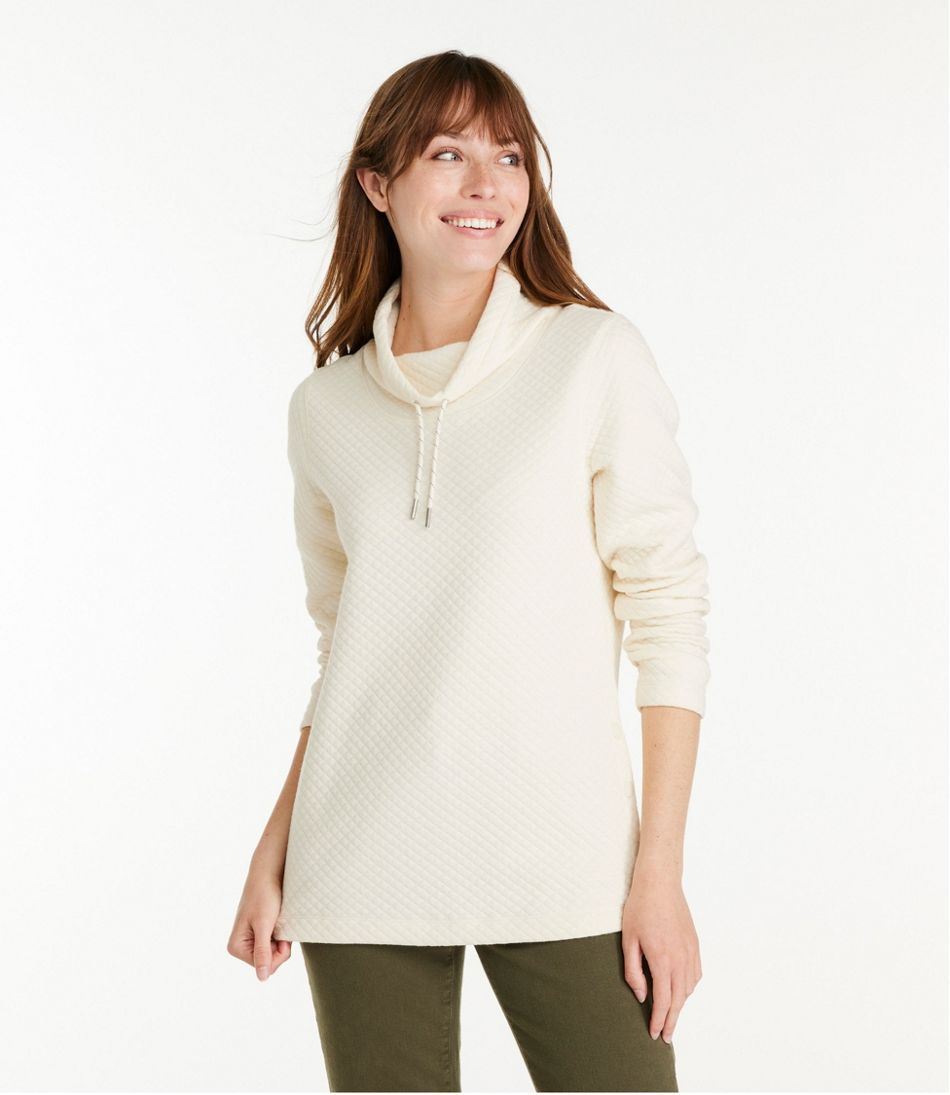 Women's Quilted Sweatshirt, Mockneck Tunic