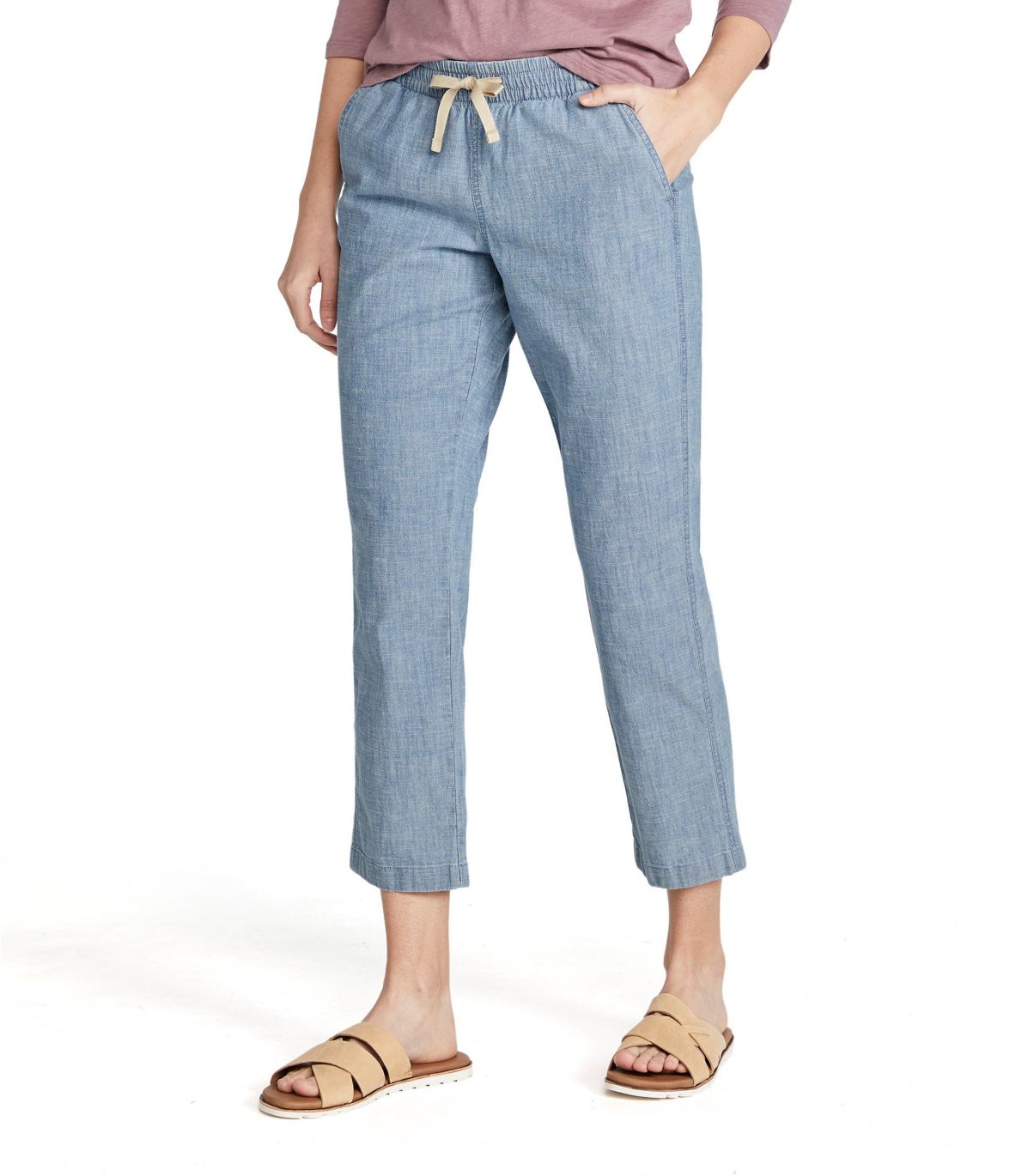 Women's Lakewashed PullOn Chinos, Chambray Ankle Pants at L.L. Bean