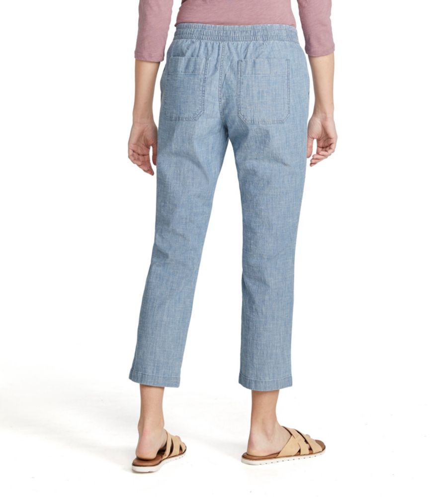 Women's Lakewashed Pull-On Chinos, Mid-Rise Chambray Ankle Pants, Chambray, small image number 3