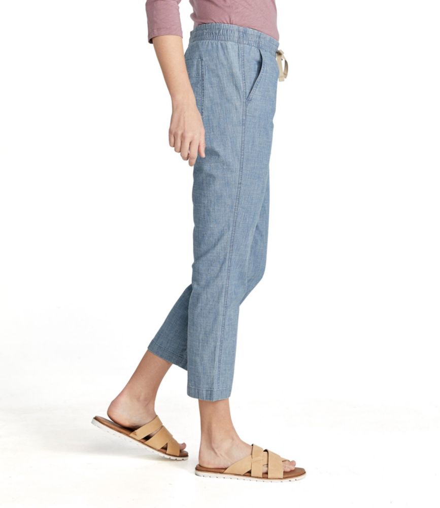 Women's Lakewashed Pull-On Chinos, Mid-Rise Chambray Ankle Pants, Chambray, small image number 4