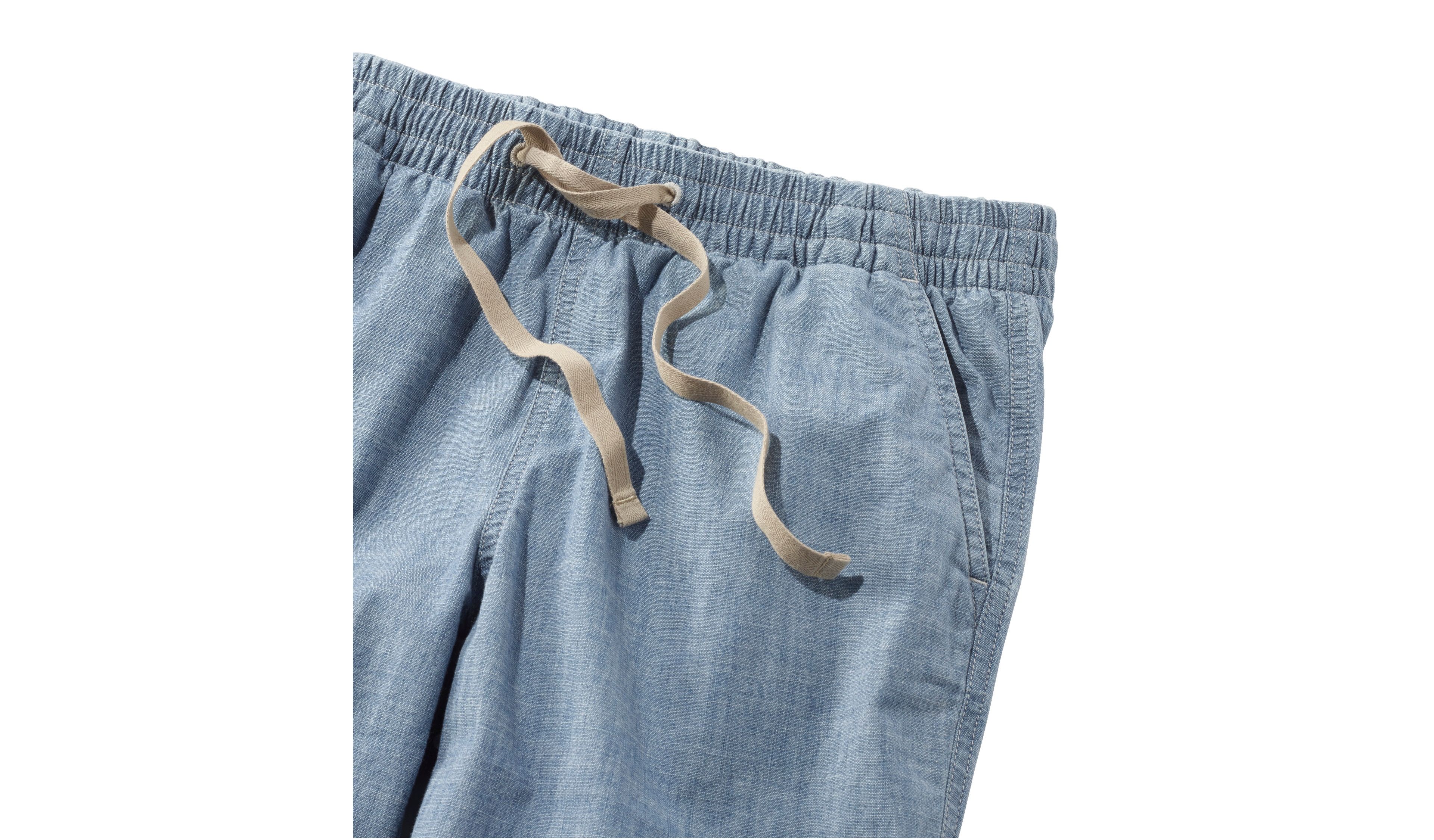 Women's Lakewashed Pull-On Chinos, Mid-Rise Chambray Ankle Pants