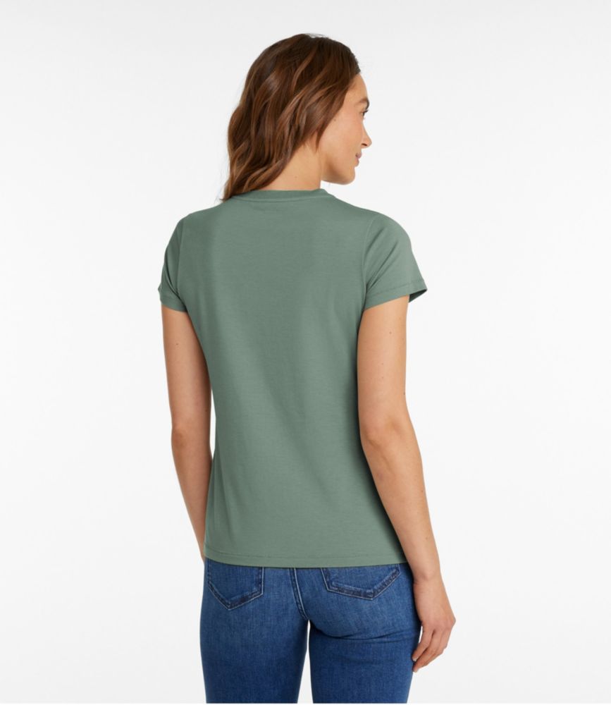 Women's Soft Stretch Supima-Blend Tee, Crewneck Short-Sleeve, Dark Black, small image number 3