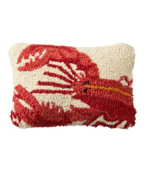 Wool Hooked Throw Pillow, Whale, 8 x 12