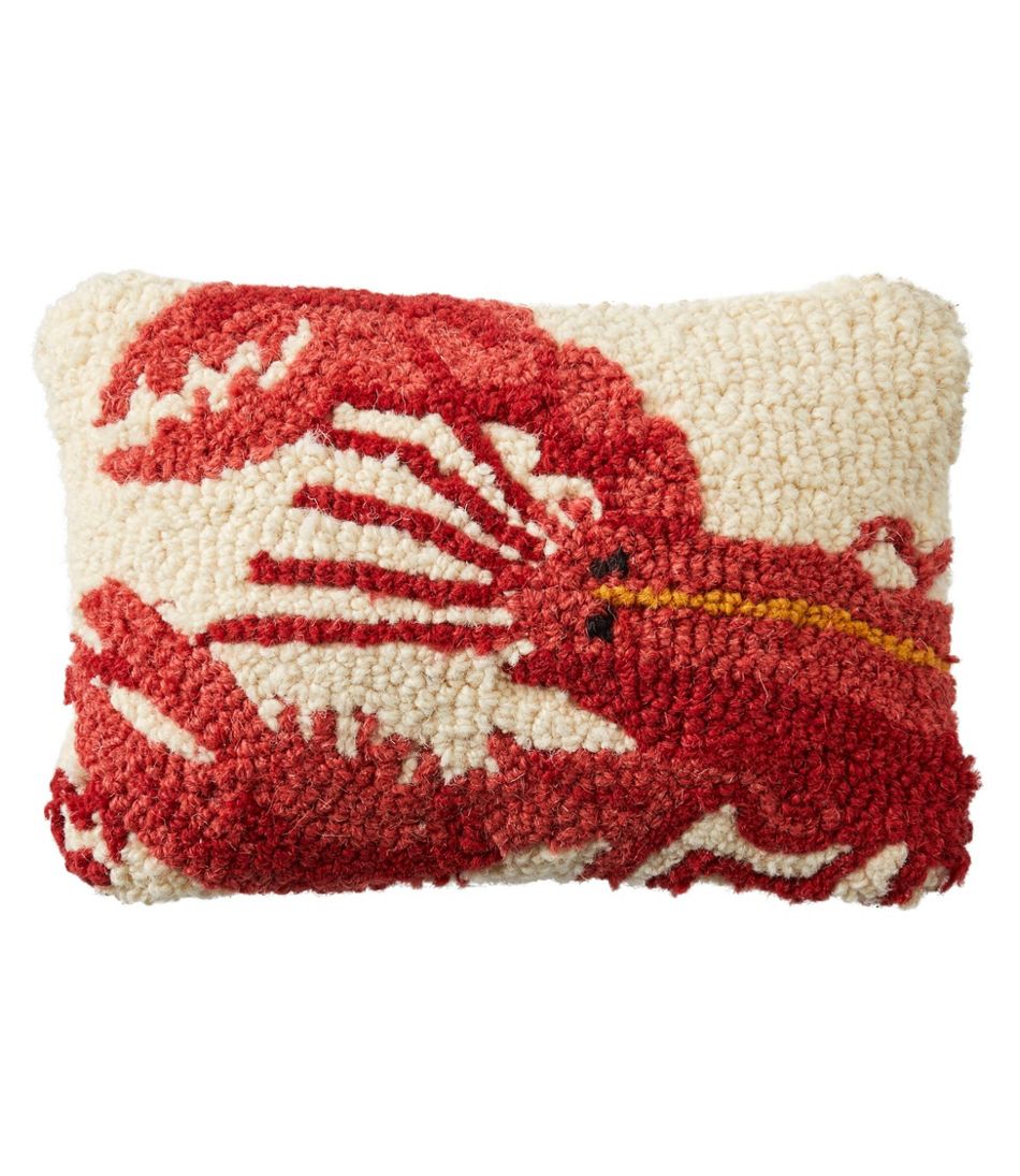 Wool Hooked Throw Pillow, Lobster, 8" x 12"