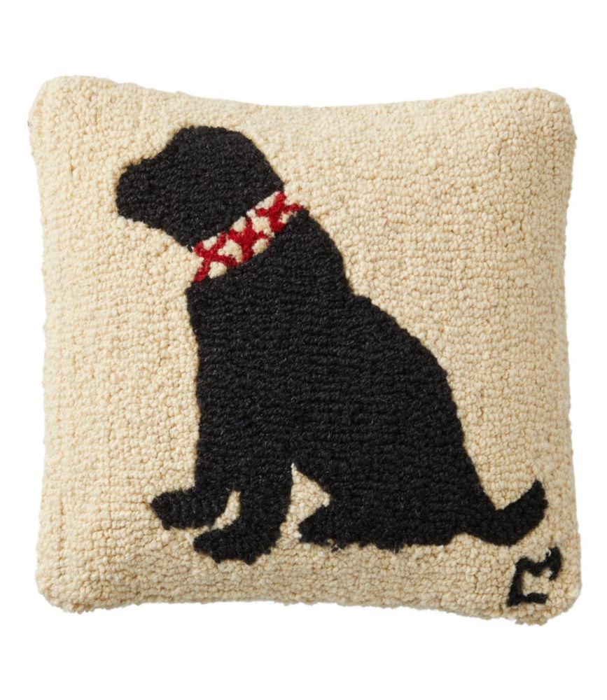 Wool Hooked Throw Pillow, Black Lab, 14" x14" Throw Pillows at L.L.Bean