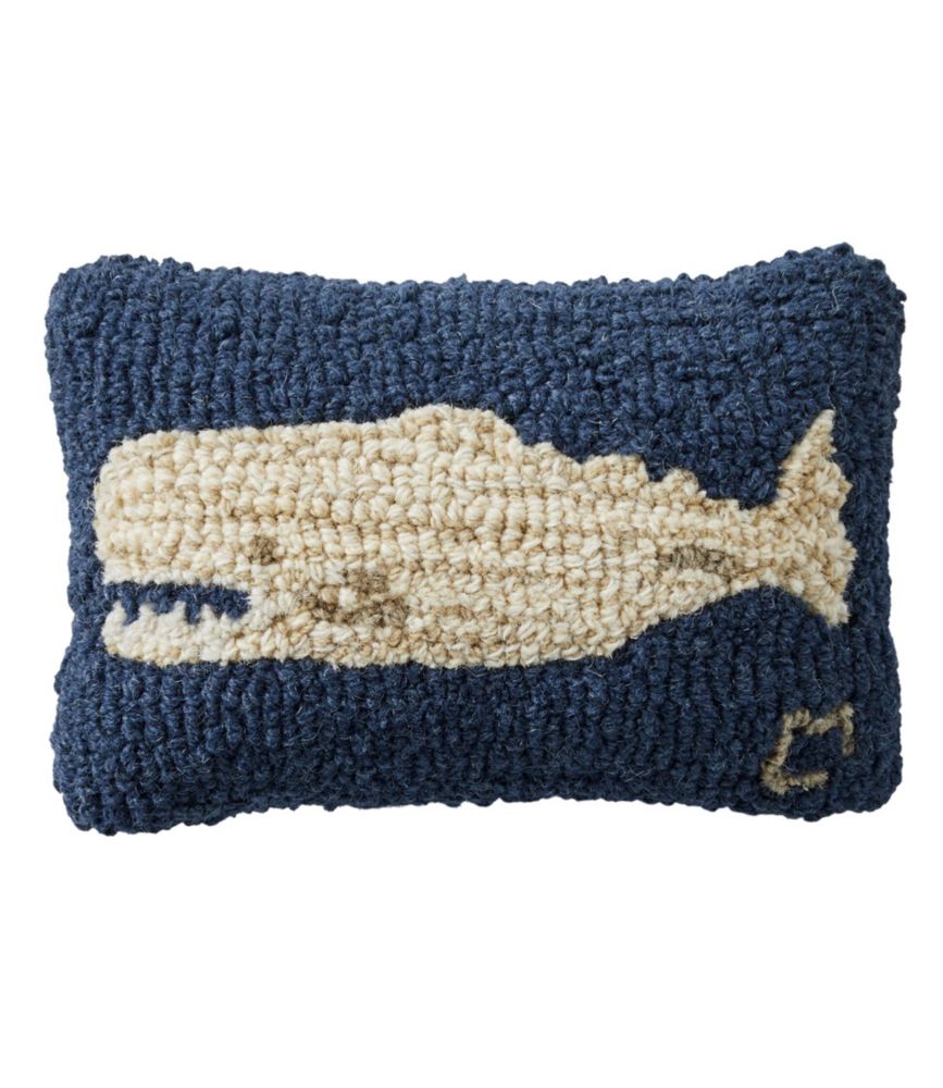 Wool Hooked Throw Pillow, Whale, 8" x 12" Throw Pillows at L.L.Bean