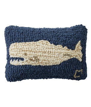 Wool Hooked Throw Pillow, Whale, 8" x 12"