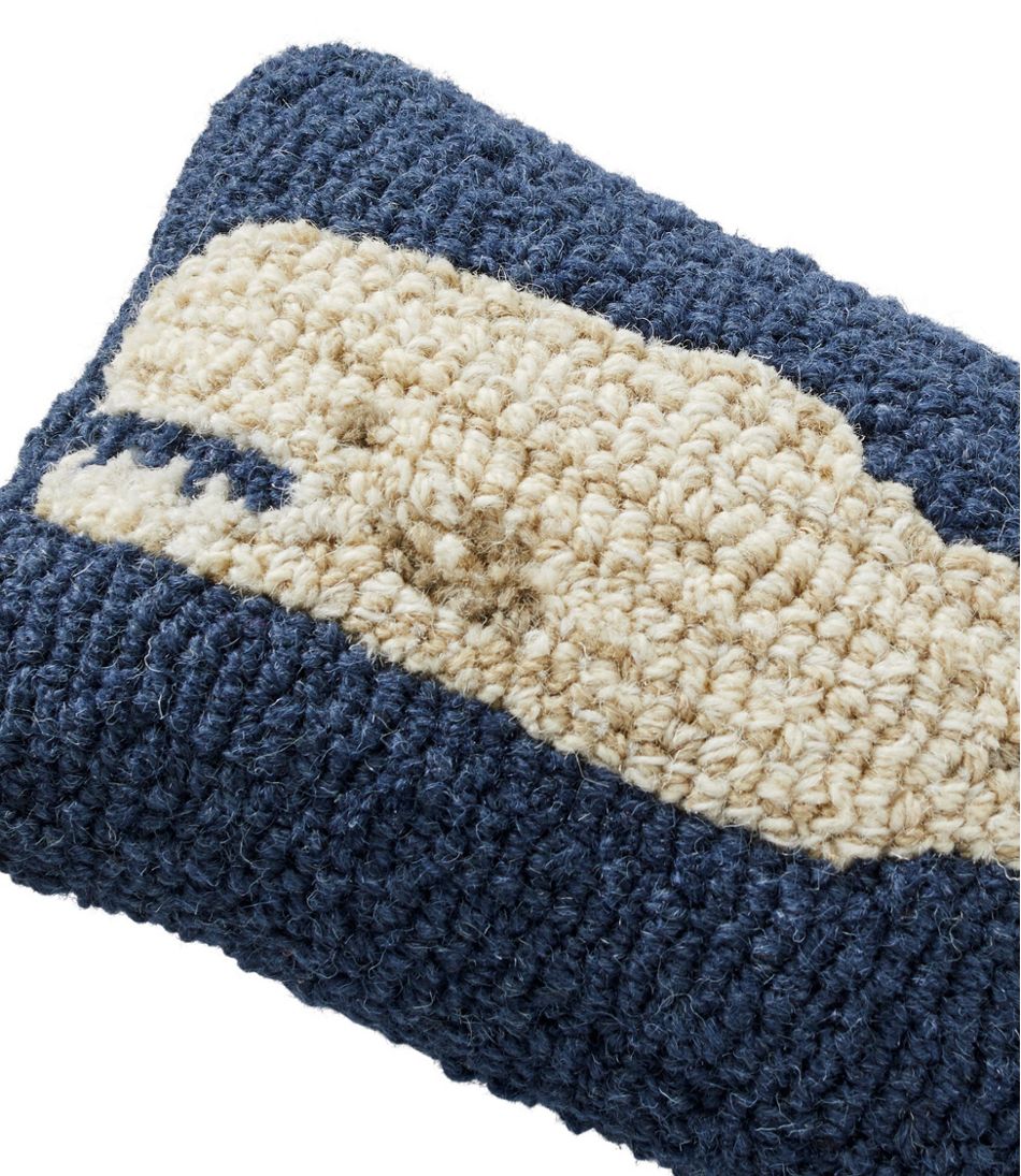 Wool Hooked Throw Pillow, Whale, 8 x 12