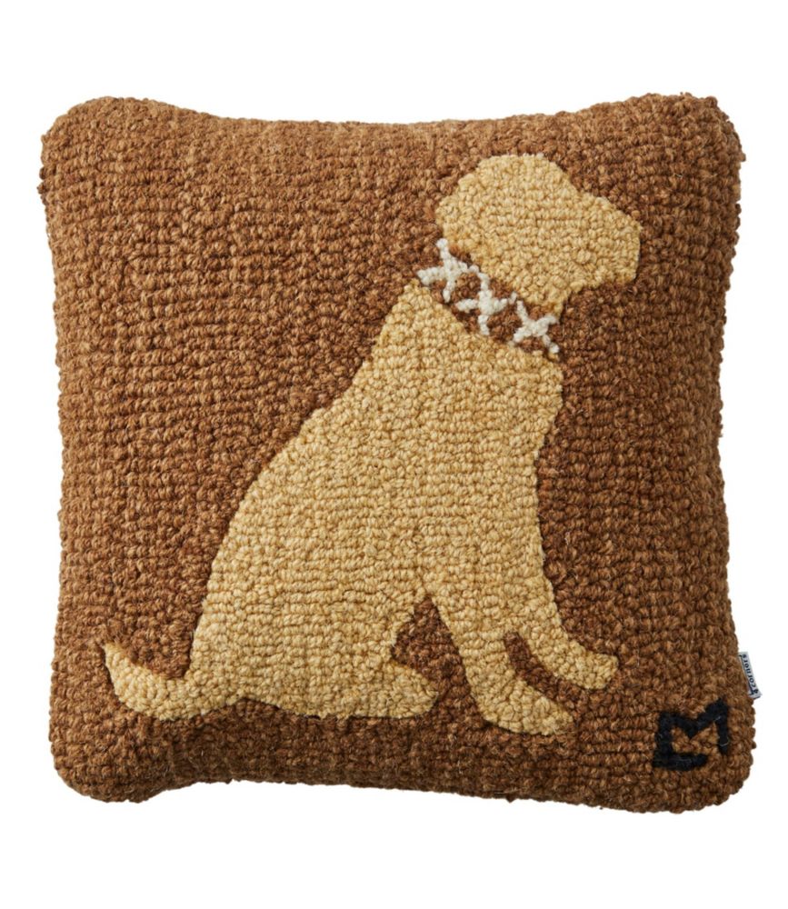 Wool Hooked Throw Pillow, Yellow Lab, 14" x 14" Throw Pillows at L.L.Bean