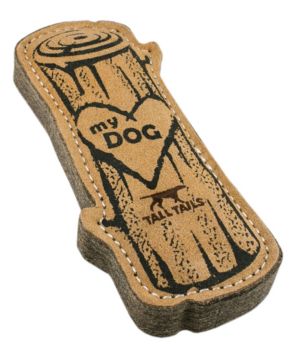 Natural Leather & Wool Love My Dog Log Dog Toy, New