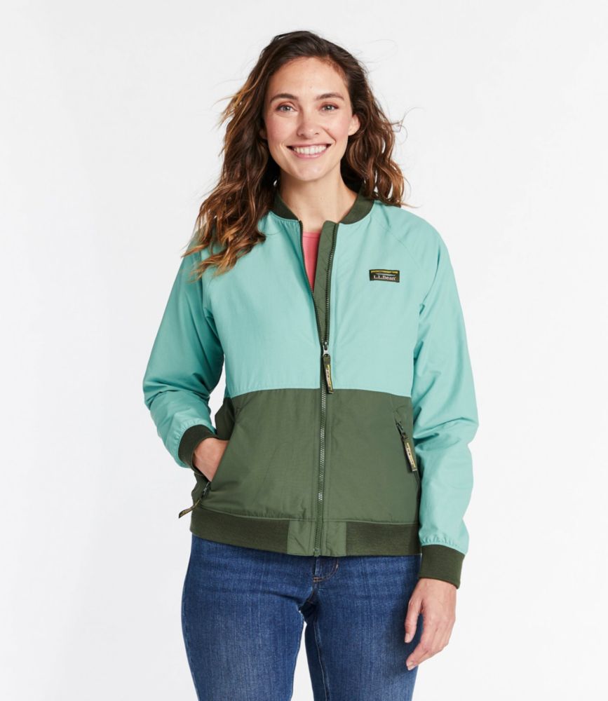 Women's 3-Season Bomber Jacket, Colorblock, Ocean Teal/Thyme, small image number 2