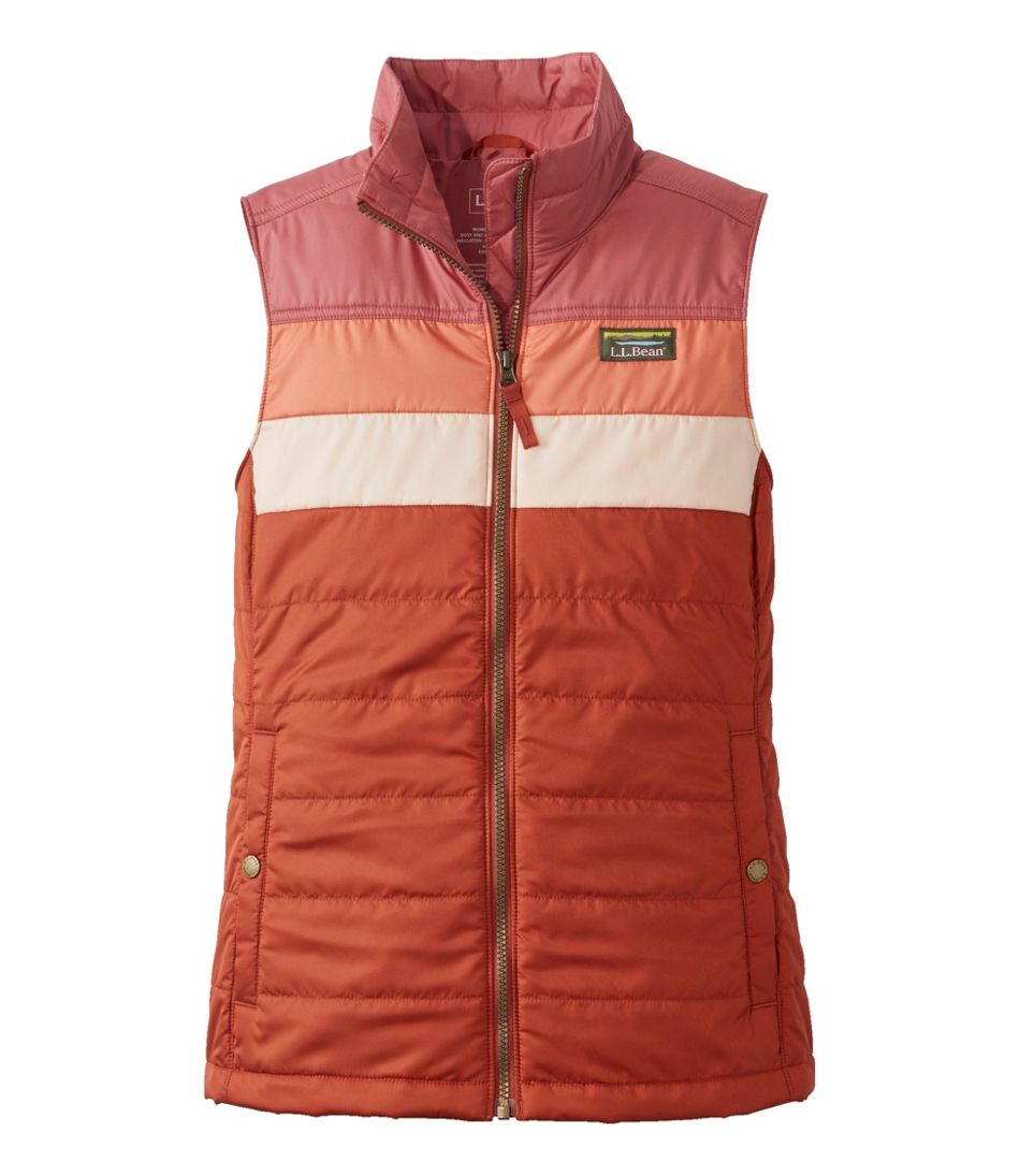 Women's Mountain Classic Puffer Vest, Colorblock Sienna Brick/Adobe Red Extra Small, Synthetic | L.L.Bean