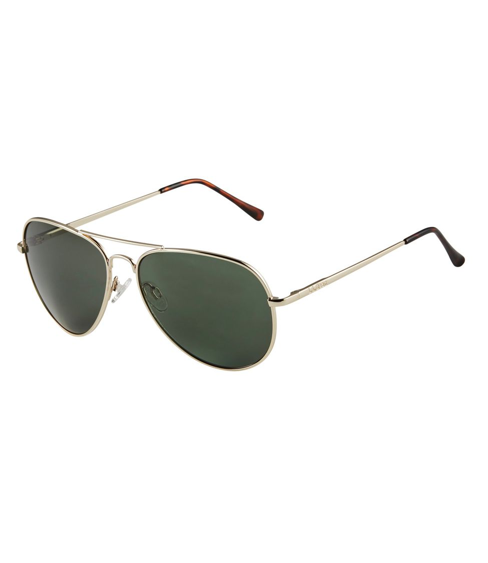 Adults' L.L.Bean Classic Aviator Polarized Sunglasses Shiny Gold/Gray Small