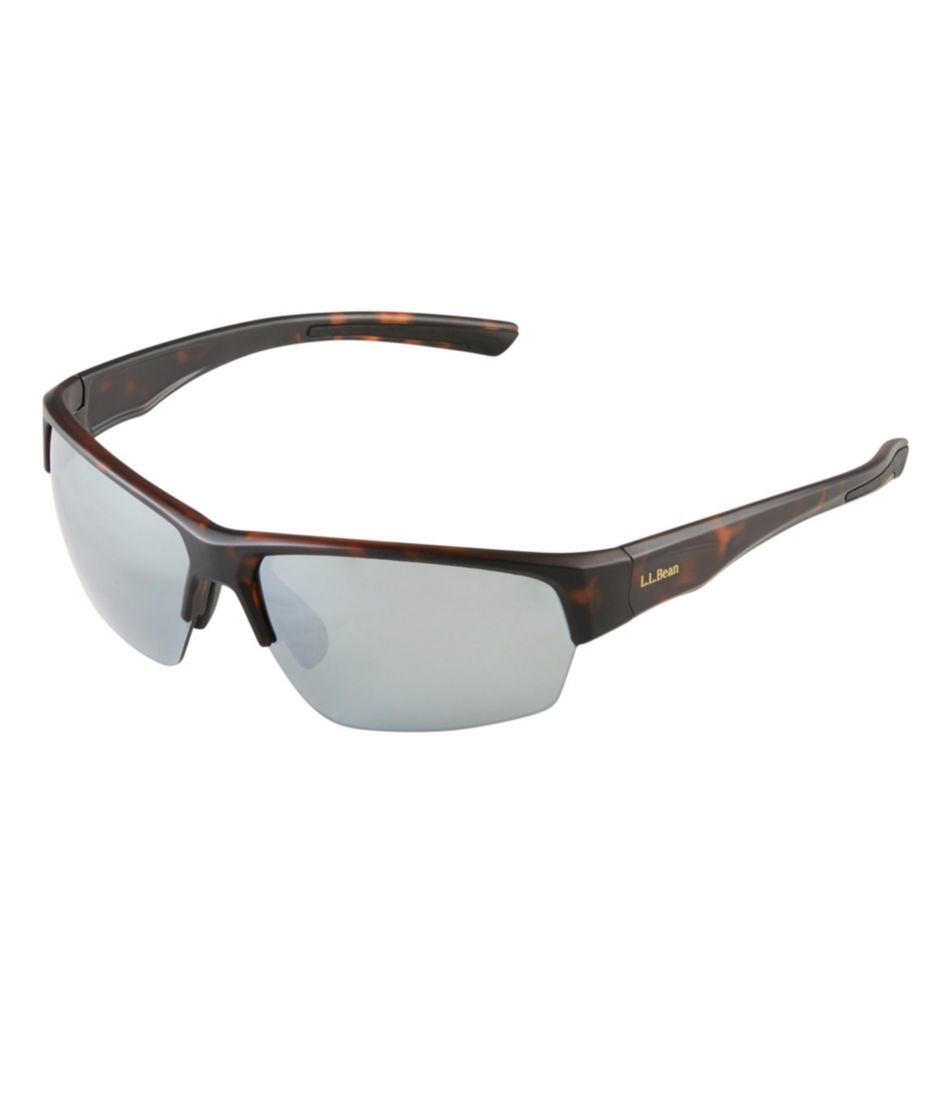 Adults' L.L.Bean Ridge Runner with Hydroglare Polarized Sunglasses Matte Dark Demi/Smoke with Silver Mirror, Rubber/Nylon