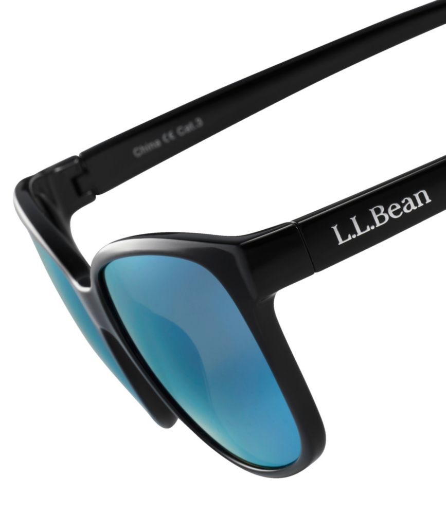 Women's L.L.Bean Camden With Hydroglare Polarized Sunglasses, Shiny Black/Smoke with Ice Blue Mirror, small image number 5