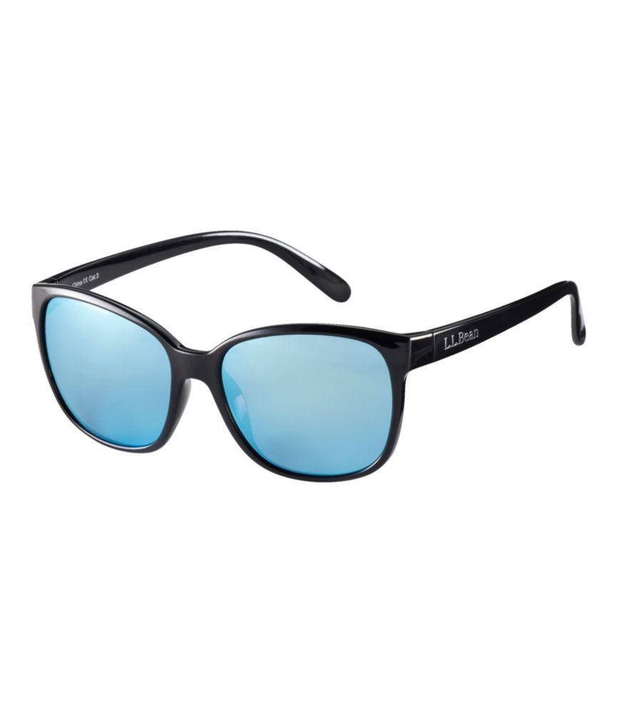 Women's L.L.Bean Camden With Hydroglare Polarized Sunglasses, Shiny Black/Smoke with Ice Blue Mirror, small image number 1