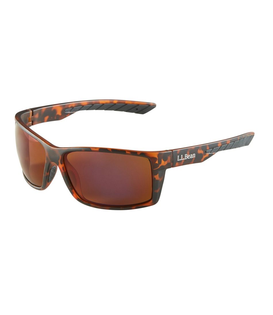 Adults' L.L.Bean Overland Polarized Sunglasses Matte Dark Demi/Brown with Blue Mirror, Rubber