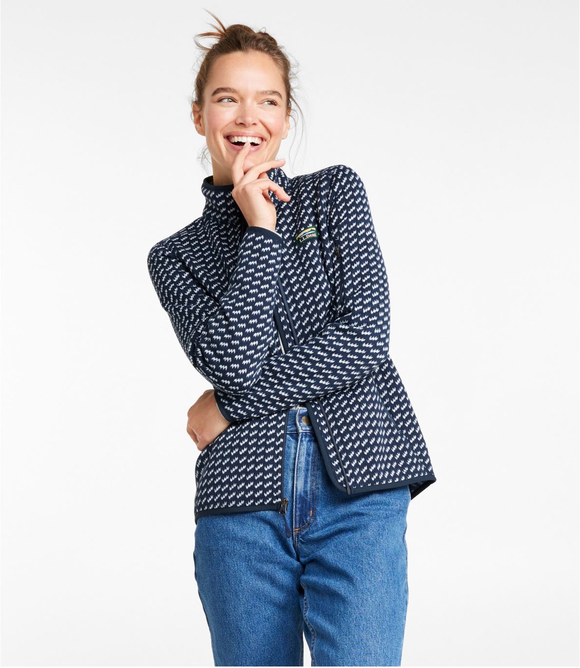 Women's L.L.Bean Sweater Fleece Full-Zip Jacket, Print