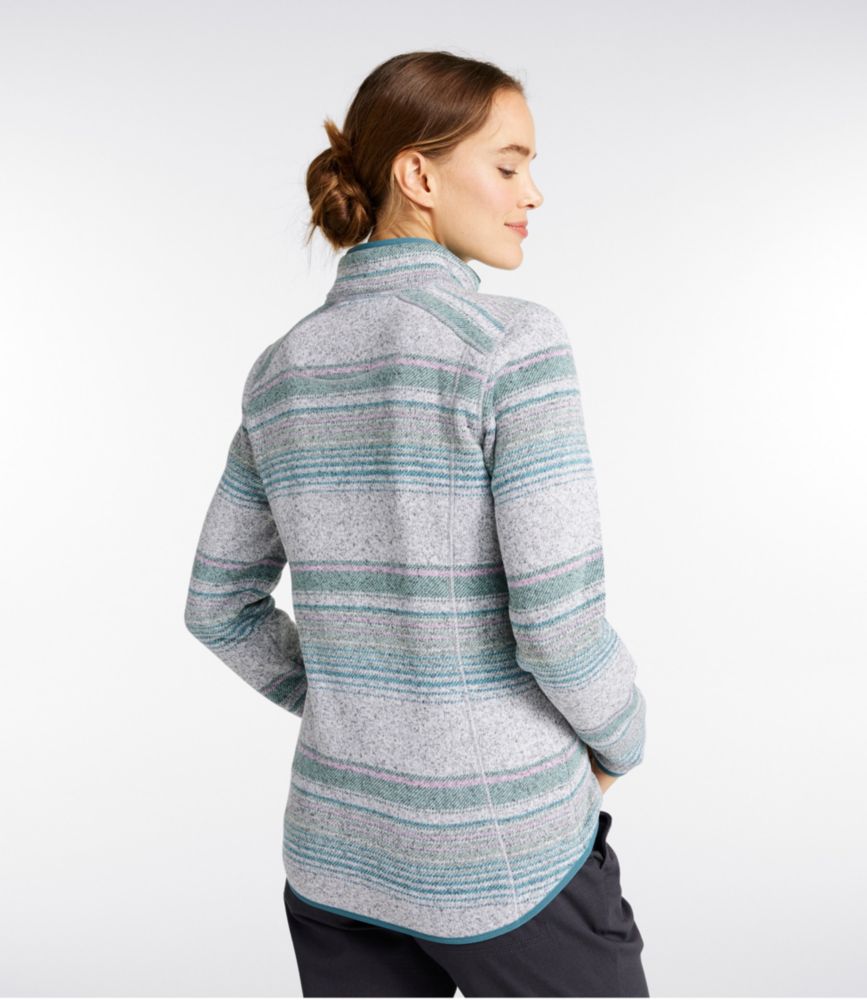 Women's L.L.Bean Sweater Fleece Full-Zip Jacket, Print, Storm Teal Stripe, small image number 3