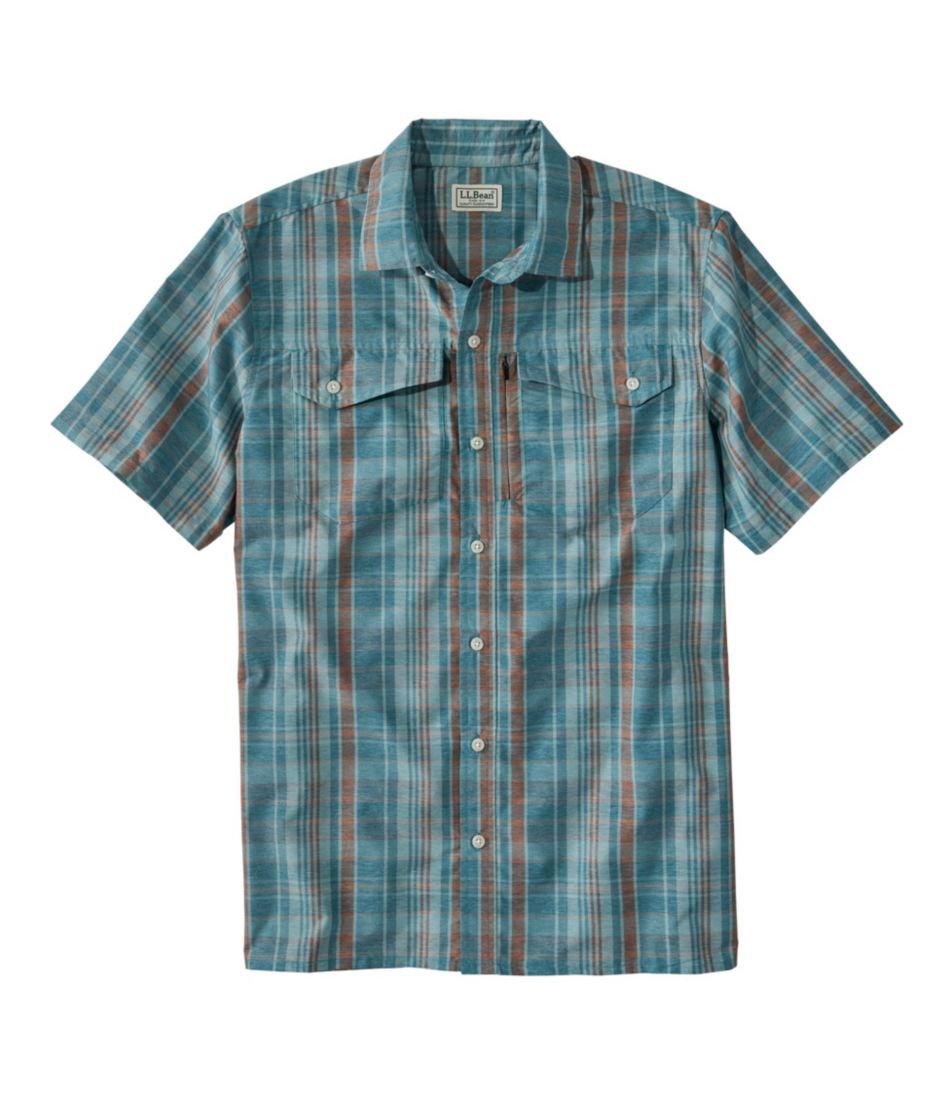 Men's Tropicwear Pro Stretch Shirt, Long-Sleeve Plaid Mid-Blue Extra Large, Polyester Blend Synthetic/Nylon | L.L.Bean