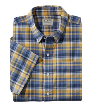 Men's Comfort Stretch Oxford, Slightly Fitted Untucked Fit, Short-Sleeve, Plaid