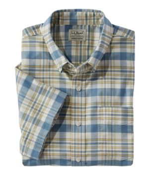 Men's Comfort Stretch Oxford, Slightly Fitted Untucked Fit, Short-Sleeve, Plaid