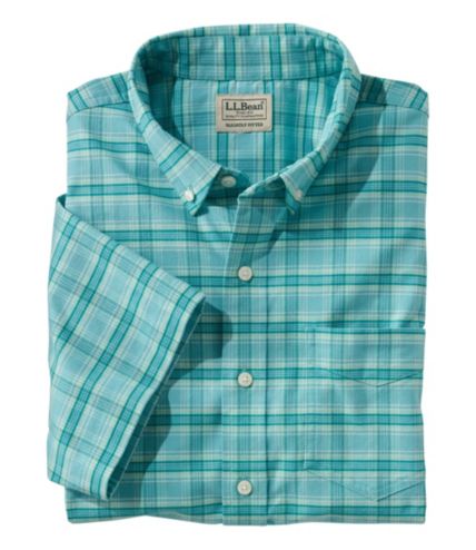 Men's Comfort Stretch Oxford, Slightly Fitted Untucked Fit, Short ...