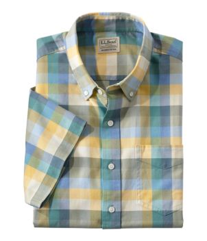 Men's Comfort Stretch® Oxford, Slightly Fitted Untucked Fit, Short-Sleeve, Plaid