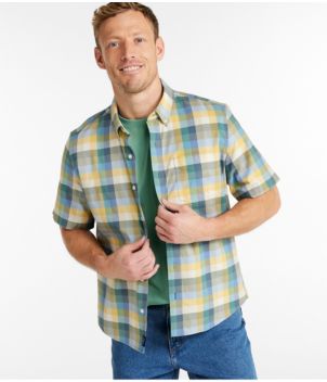 Men's Comfort Stretch® Oxford, Slightly Fitted Untucked Fit, Short-Sleeve, Plaid