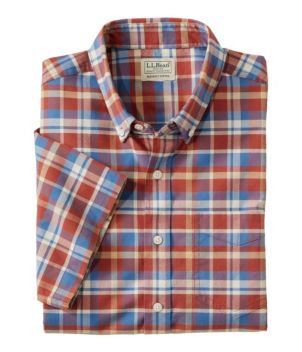 Men's Comfort Stretch® Oxford, Slightly Fitted Untucked Fit, Short-Sleeve, Plaid