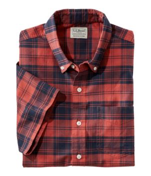 Men's Comfort Stretch Oxford, Slightly Fitted Untucked Fit, Short-Sleeve, Plaid