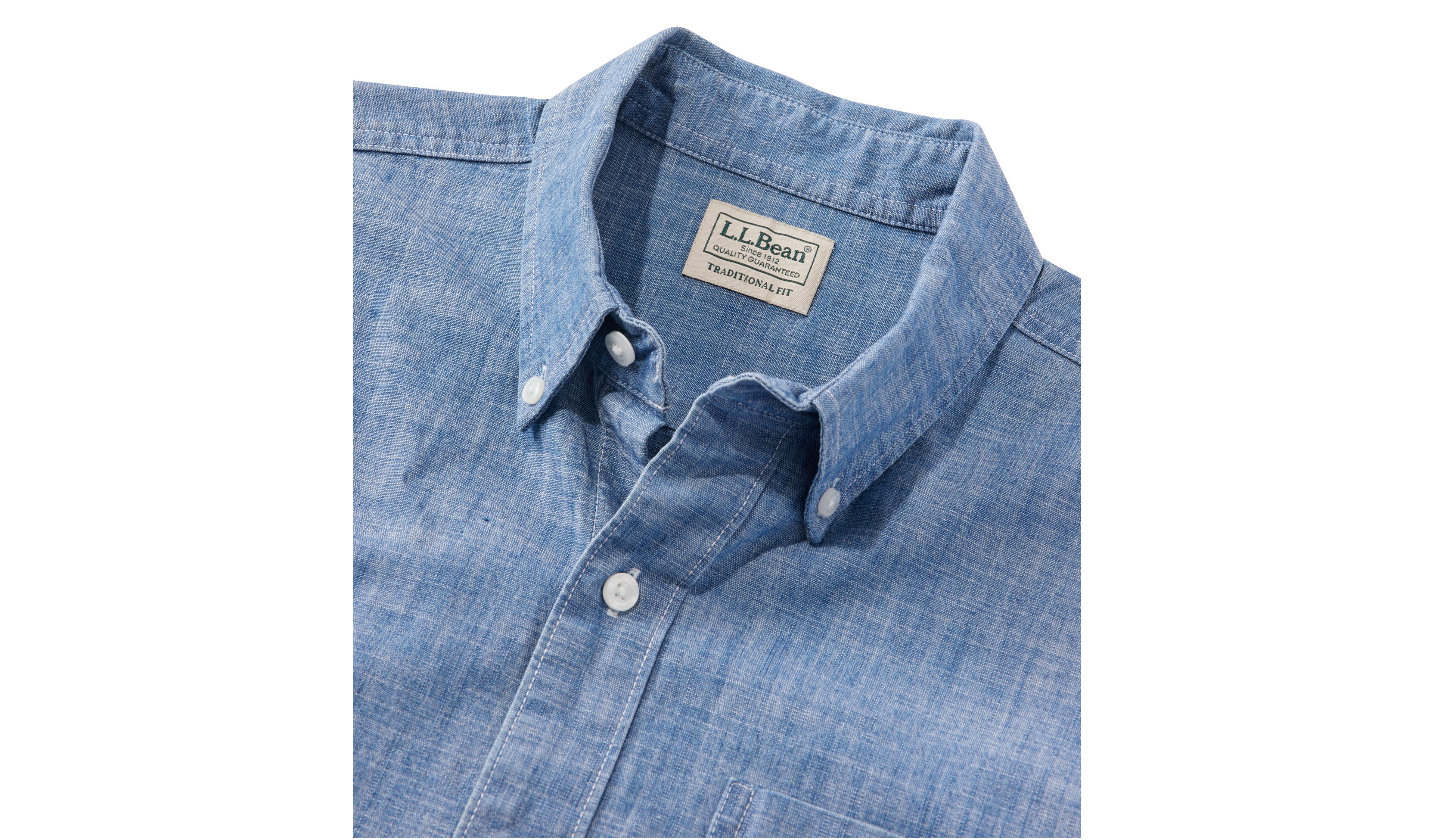 Men's Comfort Stretch® Chambray Shirt, Traditional Fit, Short-Sleeve
