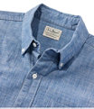 Men's Comfort Stretch Chambray Shirt, Short-Sleeve, Dark Indigo, small image number 5