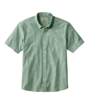 Men's Comfort Stretch Chambray Shirt, Traditional Untucked Fit, Short-Sleeve