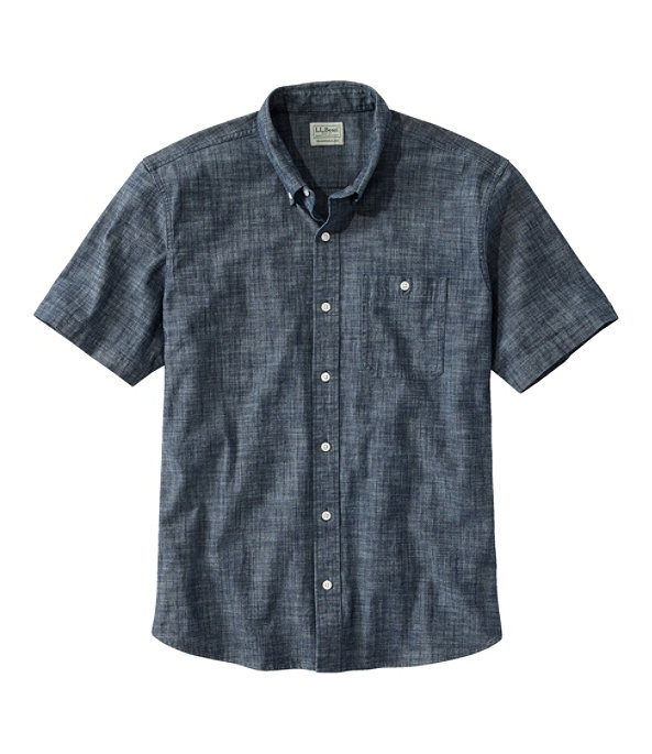 Mens short sale sleeve chambray shirt