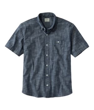 Men's Comfort Stretch® Chambray Shirt, Traditional Untucked Fit, Short-Sleeve