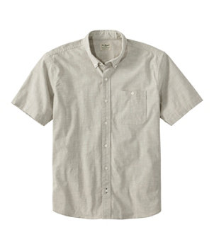 Men's Comfort Stretch Chambray Shirt, Traditional Untucked Fit, Short-Sleeve