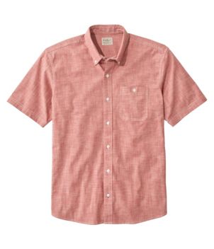 Men's Comfort Stretch Chambray Shirt, Traditional Untucked Fit, Short-Sleeve