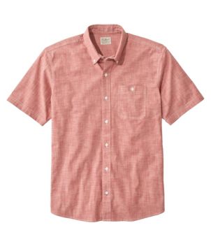 Men's Comfort Stretch Chambray Shirt, Traditional Untucked Fit, Short-Sleeve