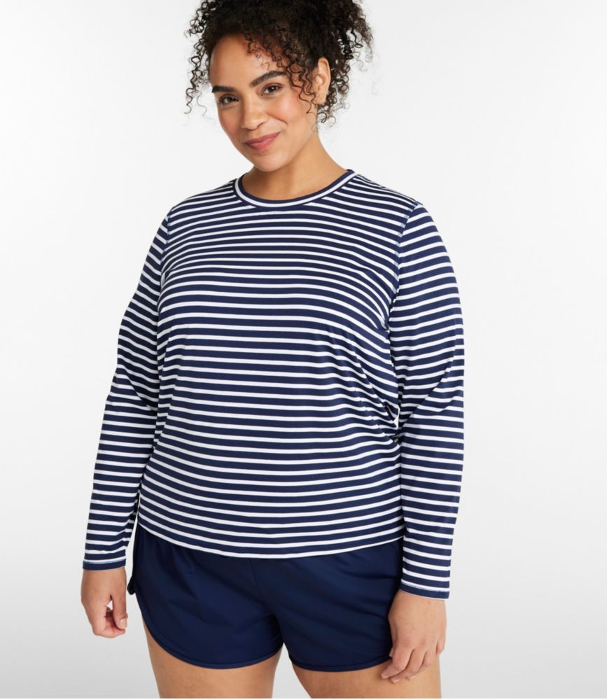 Women's SunSmart® UPF 50+ Sun Shirt, Print, Darkest Navy Sailor Stripe, small image number 2